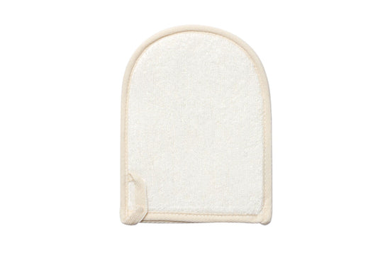 Back of bathing mitt with white background