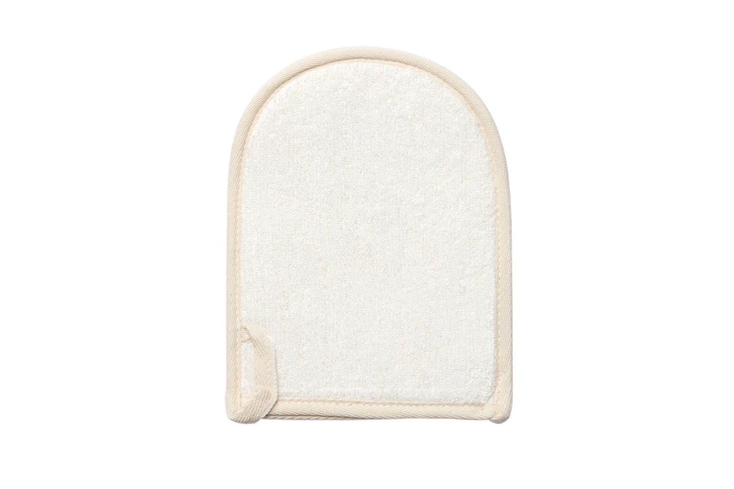 Back of bathing mitt with white background